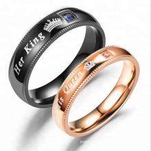 Stainless Steel Gold Wedding Ring CZ